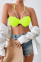 sexy plus-size 4-color shell shape underwire padded faux pearl halterneck bikini tops_Black_White_Pink_Light Green