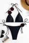 sexy contrast color 3d flowers padded lace-up bikini sets_Black
