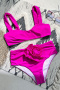 new patchwork 5-color 3d flowers padded suspender tankini sets_Black_Rose Red_Magenta