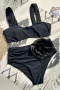 new patchwork 5-color 3d flowers padded suspender tankini sets_Black