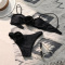 new patchwork 3d flowers padded suspender bikini sets_Black