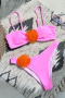 stylish patchwork 3-color 3d flowers padded suspender bikini sets_White_Pink