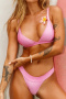 new 3-color patchwork padded suspender bikini sets_Pink