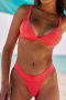 new 3-color patchwork padded suspender bikini sets_Pink_Watermelon Red