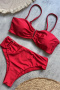 stylish 4-color patchwork padded suspender tankini sets_Red