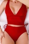 s-xl new 4-color patchwork padded suspender high-waist tankini sets_Black_Red