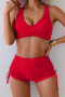 stylish 4 colors padded v-neck high waist drawstring tankini set_Black_Red