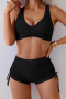stylish 4 colors padded v-neck high waist drawstring tankini set_Black