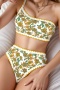 stylish retro floral printing 4 colors one shoulder high waist tankini set_Red_Yellow