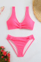 stylish 8 colors textured padded tankini set_Pink_Magenta