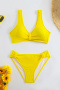 stylish 8 colors textured padded tankini set_Pink_Magenta_Yellow