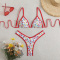 sexy floral printing 4 colors padded triangle bikini set_Pink_Red