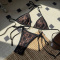 sexy lace stitching padded halter-neck lace-up ring linked triangle bikini set_Black
