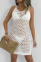 sexy cut out knitted 6 colors beach mini dress cover-up(only cover-up)_Black_White
