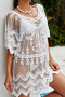 sexy non-stretch embroidery decor see-through beach cover-ups_Black_White