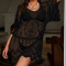 sexy non-stretch embroidery decor see-through beach cover-ups_Black