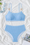 stylish textured 5 colors beading padded backless sling high waist tankini set_Black_Magenta_Green_Sky Blue