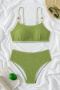 stylish textured 5 colors beading padded backless sling high waist tankini set_Black_Magenta_Green