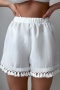 stylish 3 colors tassel loose beach shorts_Black_White