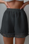 stylish 3 colors tassel loose beach shorts_Black