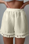 stylish 3 colors tassel loose beach shorts_Black_White_Beige