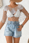 sexy cut out knitted beading two colors loose beach cover-up(only cover-up)_Black_White
