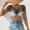 sexy cut out knitted beading two colors loose beach cover-up(only cover-up)_Black