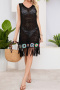 sexy cut out knitted tassel v-neck dress cover-up(only cover-up)_Black