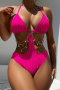 sexy 7 colors padded hollow chain ring linked halter-neck one-piece swimwear_Black_Red_Magenta