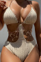 sexy 7 colors padded hollow chain ring linked halter-neck one-piece swimwear_Black_Red_Magenta_Green_Blue_Beige_Khaki 