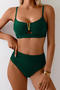 stylish 5 colors metal decor padded high waist tankini set_Black_Magenta_Dark Green