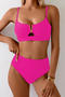 stylish 5 colors metal decor padded high waist tankini set_Black_Magenta