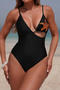 sexy pure color sequin starfish decor padded hollow one-piece swimwear_Black