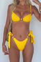 sexy metallic starfish decor 5 colors padded lace-up bikini set_Black_Red_Yellow