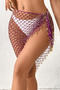 sexy cut out knitted beading 3 colors beach cover-up(only cover-up)_Red_Purple