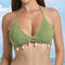 sexy 3 colors knitted non-padded halter-neck shell decor bikini top_Green