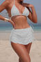 sexy 3 colors glitter padded drawstring skirt three-piece swimsuit_Black_White