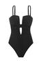 sexy plus size 6 colors non-removable padding backless sling one-piece swimwear_Black