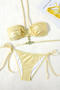 sexy rhinestone decor holographic removable padding halter-neck bikini set_Gold