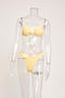 sexy 3d flower decor texture padded backless sling bikini set_Yellow