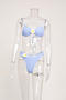 sexy 3d flower decor texture padded backless sling bikini set_Yellow_Sky Blue