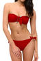 sexy 5 colors metal pearl decor padded bandeau bikini set_Black_White_Red