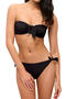 sexy 5 colors metal pearl decor padded bandeau bikini set_Black
