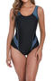stylish plus size color-block removable padding backless one-piece swimsuit_Black