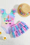girls cute two colors print non-padded ruffle one-piece swimwear with mesh skirt_Pink_Multicolor