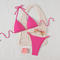 sexy 6 colors spiral ring linked padded halter-neck triangle bikini set_Dark Gray_Pink_Magenta
