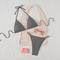 sexy 6 colors spiral ring linked padded halter-neck triangle bikini set_Dark Gray