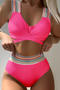 stylish stitching 6 colors padded high waist tankini set_Black_White_Red_Magenta