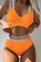 stylish stitching 6 colors padded high waist tankini set_Black_White_Red_Magenta_Orange