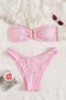 sexy sequin decor 4 colors padded ring linked bandeau bikini set_Black_White_Pink